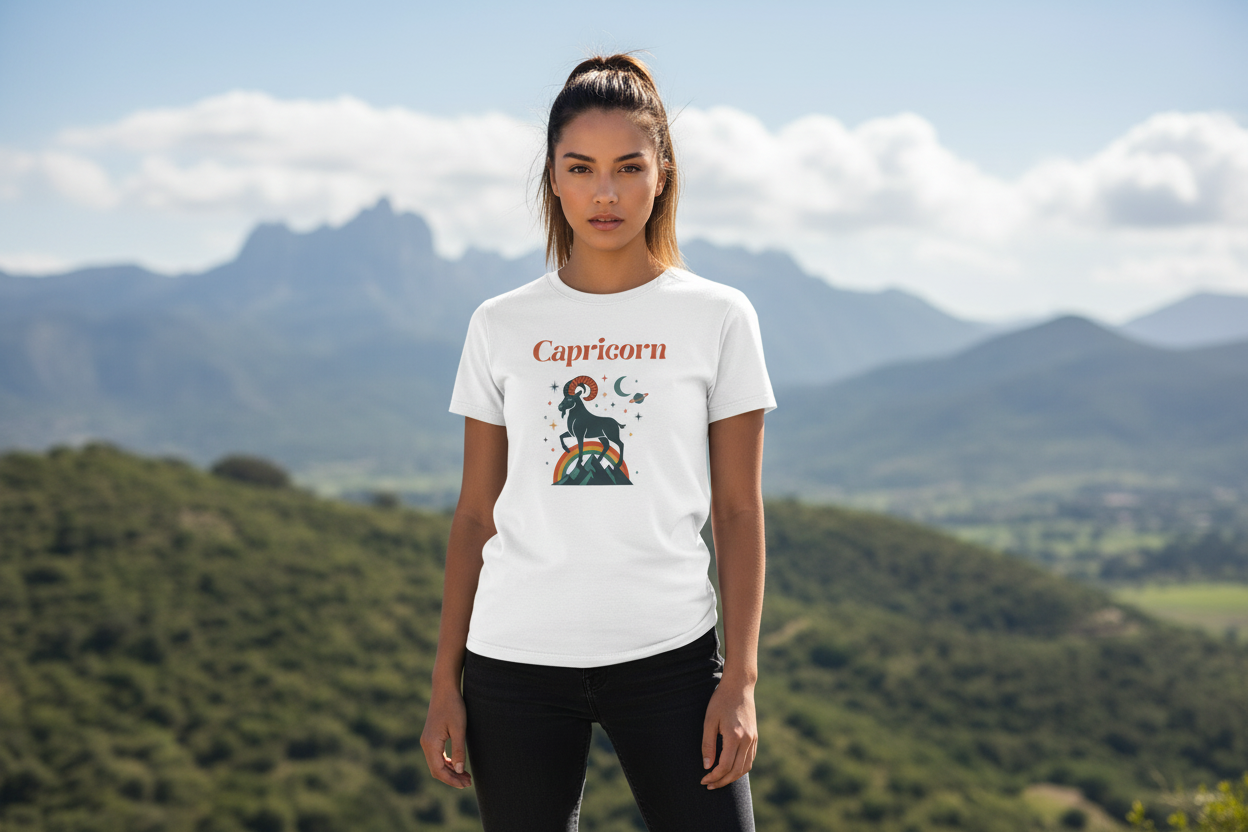 Capricorn - Mountain Background (White)