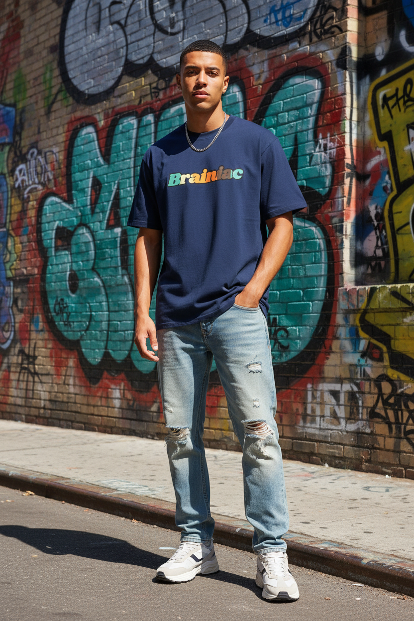 Navy Brainiac T-Shirt - NYC Streetwear Editorial