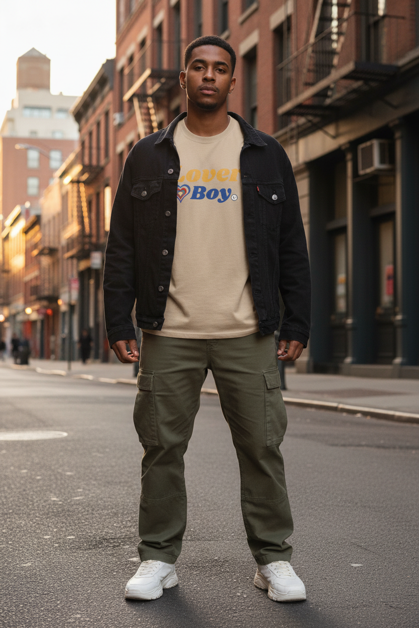 Sand lover boy lemon tee with denim jacket