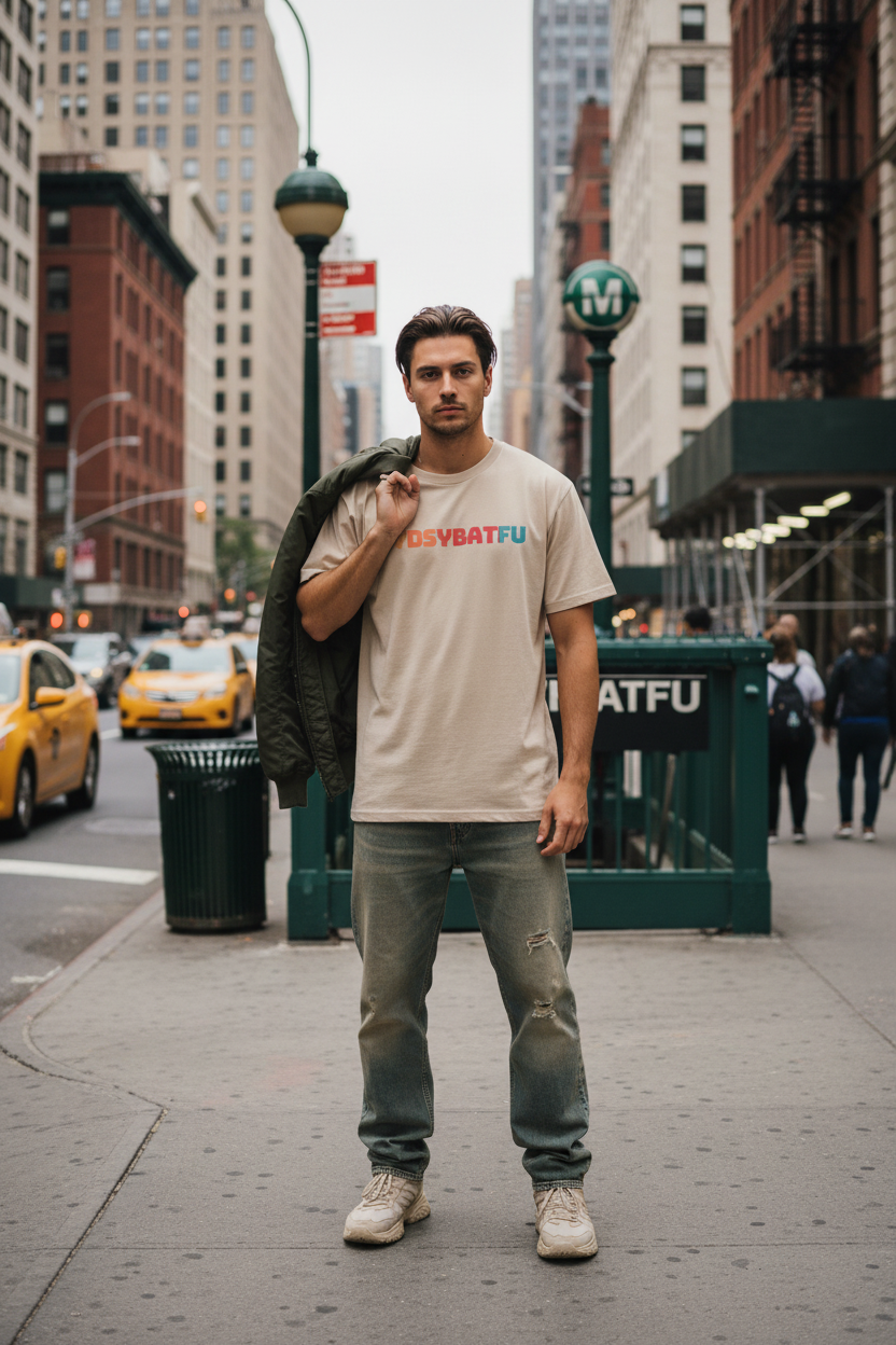 Sand t-shirt - Manhattan subway entrance