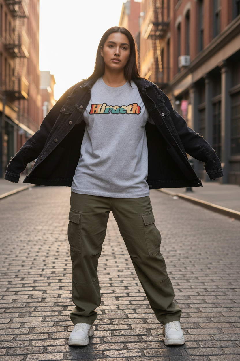 Sport grey hiraeth tee with denim jacket