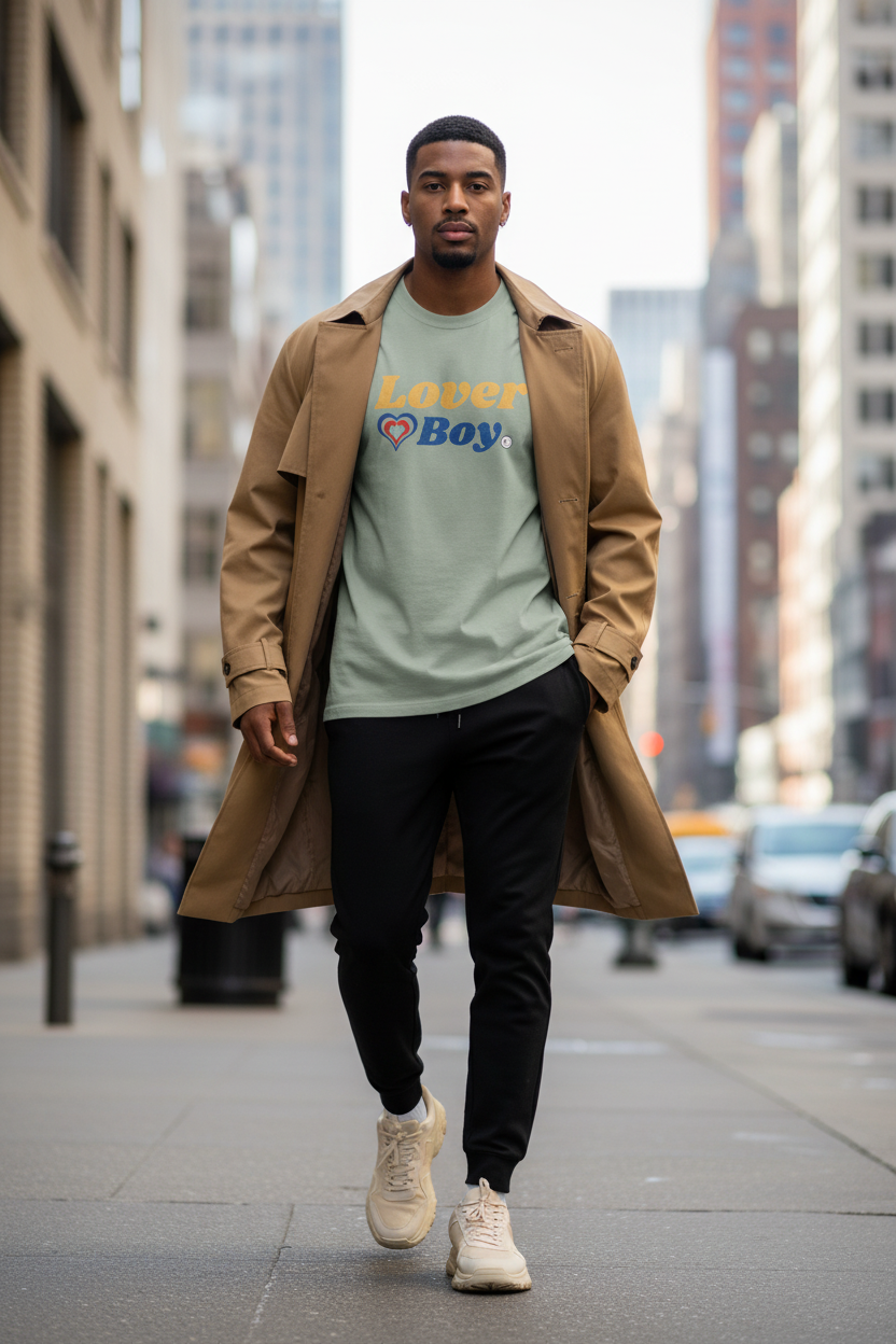 Sport grey lover boy lemon tee with trench coat