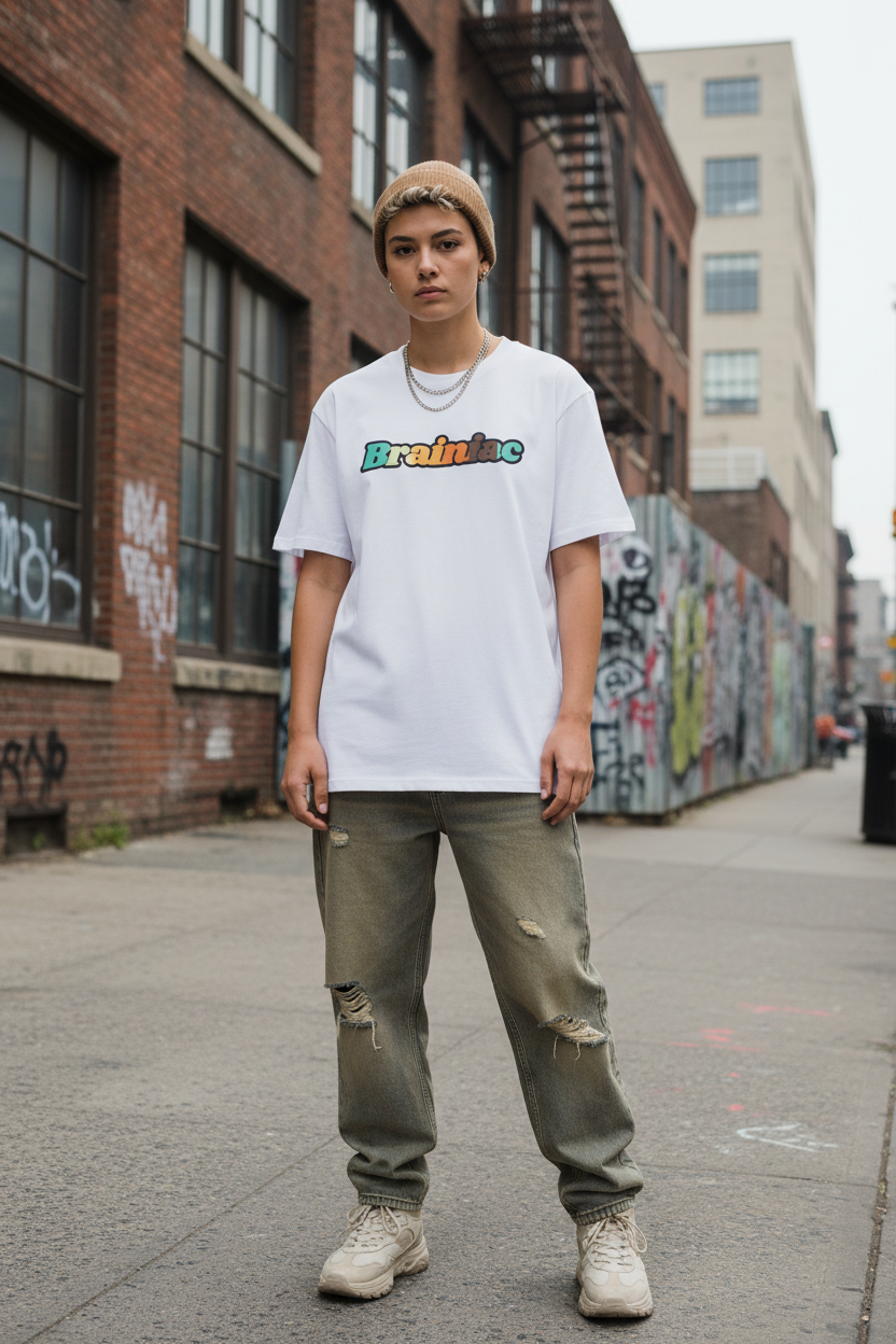 White Brainiac T-Shirt - NYC Streetwear Editorial